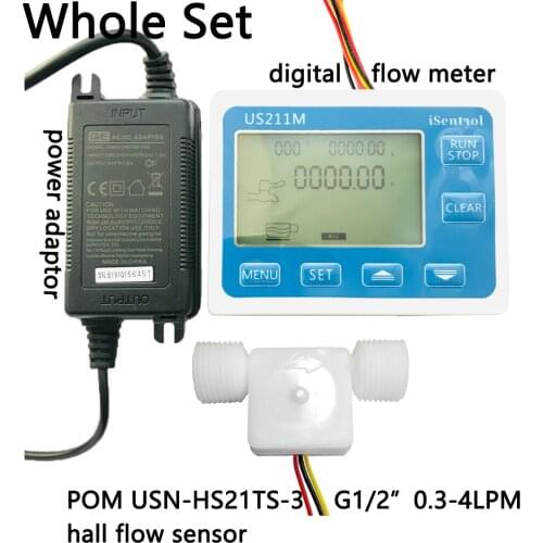 US211M USN-HS21TS-3 0.3-4LPM Flow Meter Totalizer Flow Measurement with Water Flow Sensor G1/2" Turbine flowmeter cheap meter