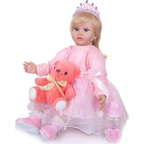 Reborn dolls 24" Inch Realistic Girl bebe Reborn pink princess Lifelike soft body Silicone Babies Handmade Toddler Dolls Toys