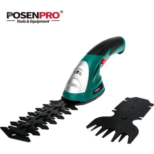 POSENPRO Hedge Trimmer Pruning shears 2 IN 1 7.2V Electric Trimmer Grass Shear Lithium-ion Rechargeable Cordless Garden Tool