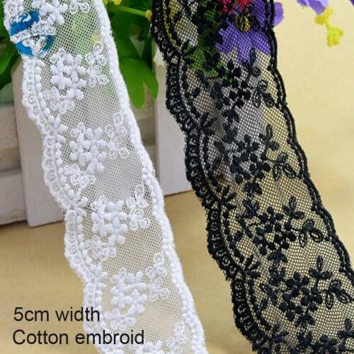 5cm width white lace Cotton embroid lace sewing ribbon guipure trims or fabric warp knitting DIY Garment Accessories#2664