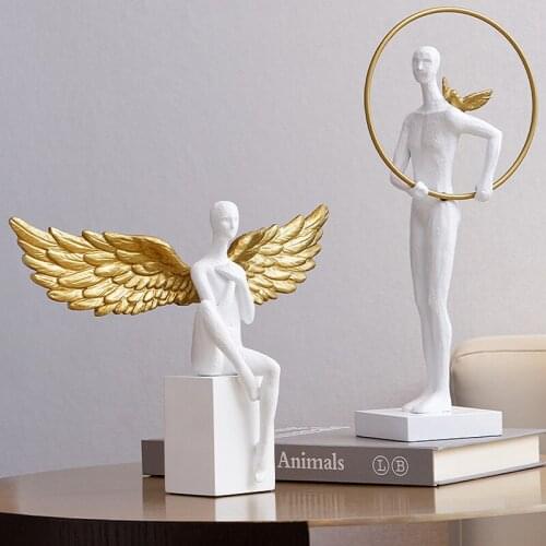 Nordic Light Luxury Angel Art Creative Ornaments Abstract Resin Figure Statue Living Room TV Cabinet Home Decoration Modern