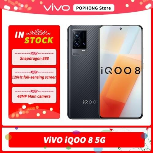 VIVO IQOO 8 5G Gaming Mobile Phone 6.56 Inch 120Hz AMOLED Snapdragon 888 Octa Core 48MP Triple Cameras Face unlock NFC