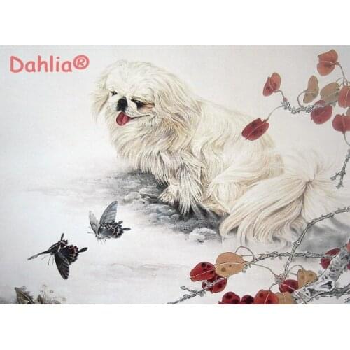 Dogs and Butterflies Cute Animals Arts Needlework Embroidery DIY Cross Stitch Kits Crafts 14CT Unprinted Home Decor Handmade