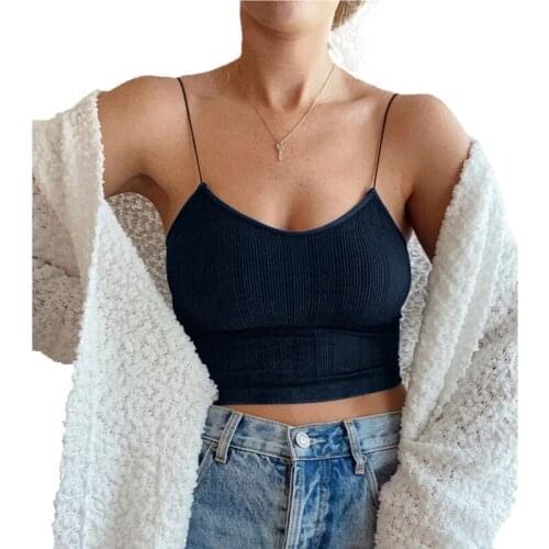 2021 Summer Cami Top On Thin Straps Y2K Fashion Ribbed Sleeveless Backless Crop Top Sexy Women Clothes Basic Mini Vest