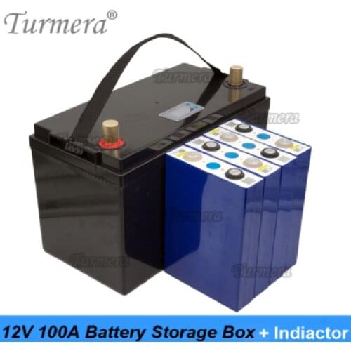 Turmera Indicator 12V Battery Storage Box for 100Ah Assemble 3.2V Lifepo4 Batteries to Solar Panel or Uninterrupted Power Supply