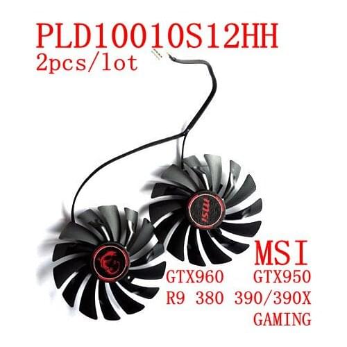 Free Shipping NEW 2pcs/lot PLD10010S12HH 4PIN 94mm DC12V 0.4A for MSI GTX960 GTX950 R9 380 390/390X GAMING Graphics card fan