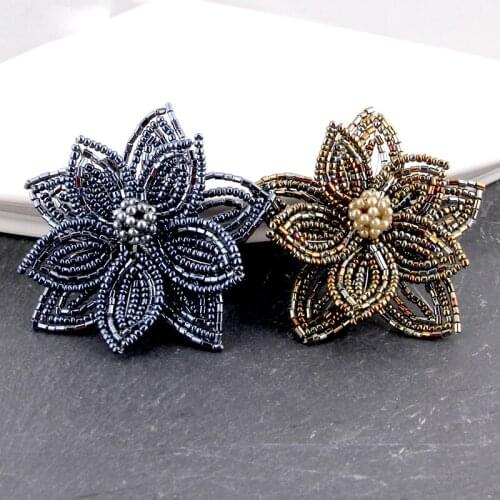 Metal Colors Round Cylinder Little Beads Handmade Flowers Women Hair Clip Brooches Lapel Pins Wedding Bridal Jewelry Accessories