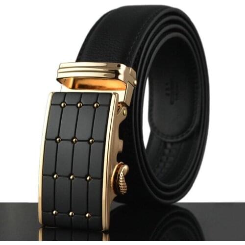 ZPXHYH Famous Brand Belt Men Top Quality Genuine Luxury Leather Belts for Men,Strap Male Metal Automatic Buckle mens belts