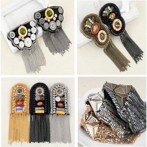 ZYOKRA quality gold silver gunblack sequin handmade epaulette tassel epaulet brooch badge epaulettes blazer accessories/pin spik