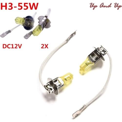 1pair 12V 55W H3 HeadLight Lamp Dark Golden Yellow Glass Replacement Car Halogen Light Bulb Super Brighter