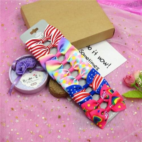 10PCS/Lot Lovely Stars Stripes Hairpins Grosgrain Ribbon Bow Clips 2020 Korean Creativity Hair Accessories For Baby Girls NEW
