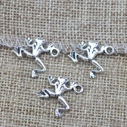 Newest 20Pieces 19.5*18mm Antique Silver Plated Cute Frog Charms Necklace Special Earrings Pendant Charms For DIY Jewelry Making
