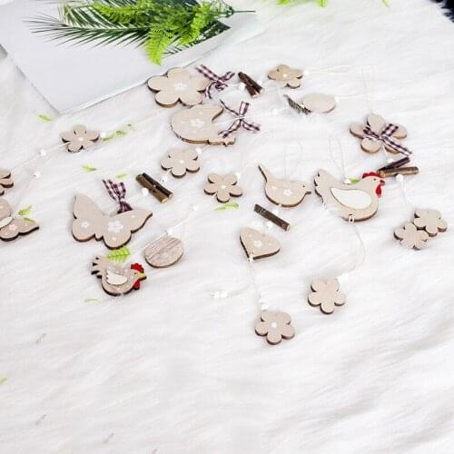 2021 Easter Crafts Easter Decorations Egg Wooden Ornament Easter Hanging Decorations for Home Rabbit Wood Happy Easter