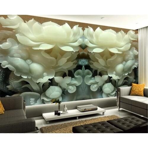 Beibehang 3D Fresco Wallpaper Chinese Jade Flower 3D Stereo TV Background Wallpaper Living Room Bedroom papel de parede behang