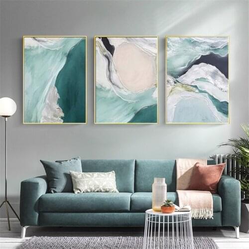 Watercolor abstract oil painting texture Green Canvas Art Paintings For Living Room Bedroom Posters And Prints Wall Poster Decor