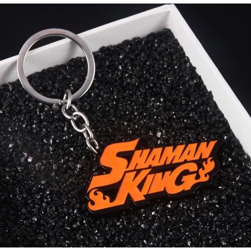 Anime Shaman King Letter Keychains Flame Logo Cosplay Metal Keyring For Women Men Car Keyring Jewelry