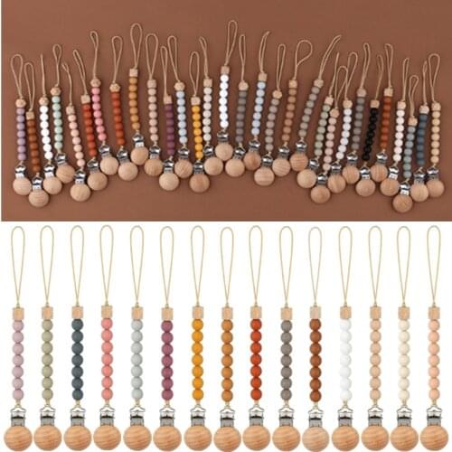 Baby Pacifier Clip Chain Soother Chain BPA-free Silicone Beads DIY Dummy Nipple Holder Nipple Clips Newborn Nursing Teething Toy