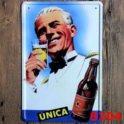 20x30CM Vintage Metal Poster Unica Damm Beer Tin Sign Art Bar Pub Tavern Wall Decor