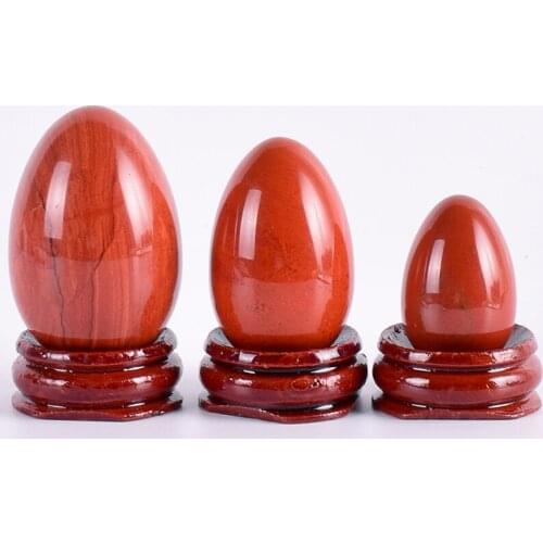 Natural Red Japser Yoni Egg Massage Tool Undrill&Wooden Base Crystal Mineral Ball Kegel Exercise Pelvic Floor Muscle Vaginal
