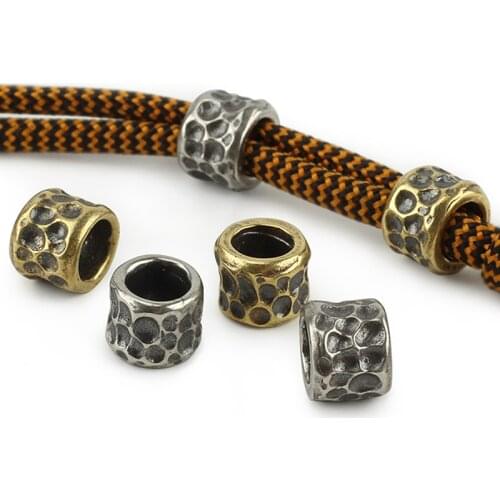 Cupronickel Paracord Beads Hammer Grain EDC DIY Knife Beads Pendant Vintage Color Brass