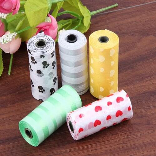 75 Pcs/5 Rolls Pick Up Bags Pet Dog Degradable Clean Poop Waste Bag Disposable Degradable Fecal Bag Pet Garbage Bag