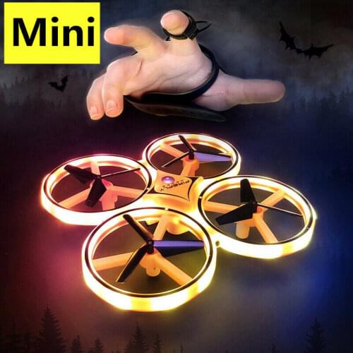 Mini Four-Axis Induction Drone Smart Watch Remote Sensing Gesture RC Aircraft UFO Somatosensory Noctilucent Interaction RC Toy
