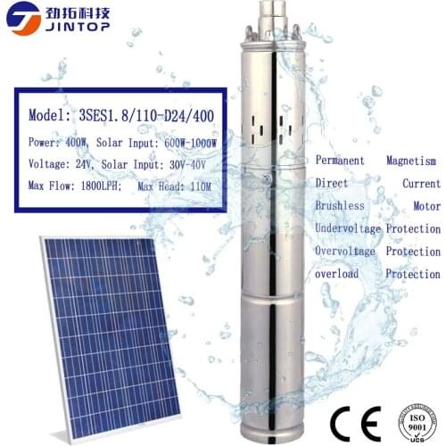 MODEL 3SES1.8/110-D24/400) JINTOP SOLAR SCREW PUMP Free Shipping Max Flow 1800LPH DC24v solar water pump for agricultural use