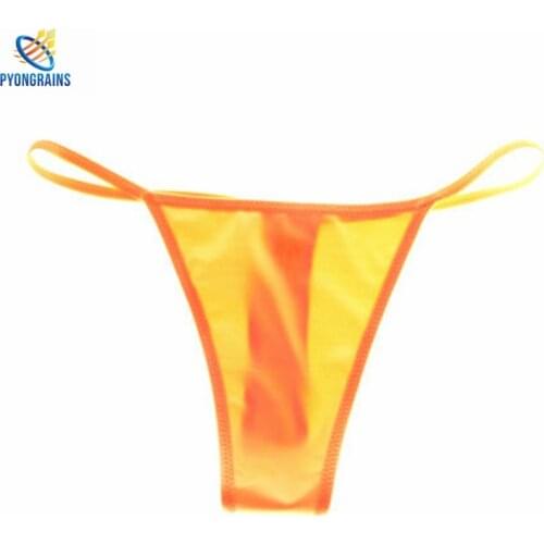 PYONGRAINS Men Sexy Thongs Fashion G Strings Mens Low Waist Underwear Smooth Ice Silk Thong Gay Men Underwear Jockstrap Men