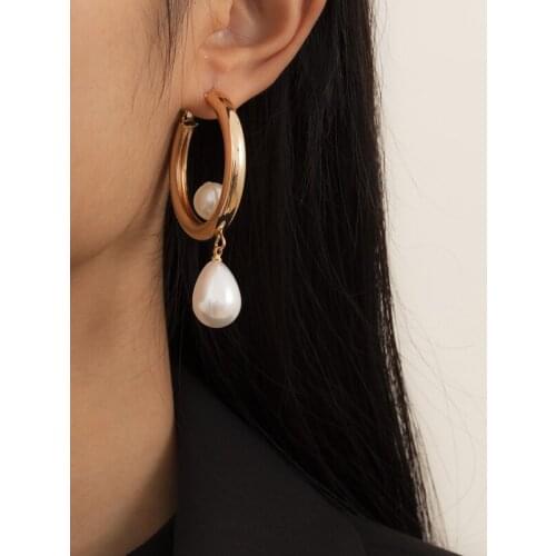 Fashion Jewelry Metal Earrings Simply Deign Simulated Pearl Hot Selling Dangle Earrings for Celebration Gifts Wedding Party Gift
