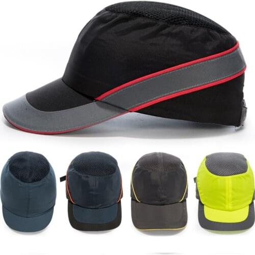Men Safety Bump Cap With Reflective Stripes Work Safety Helmet Lightweight Breathable Anti-impact Hard Hat Head Protection Cap