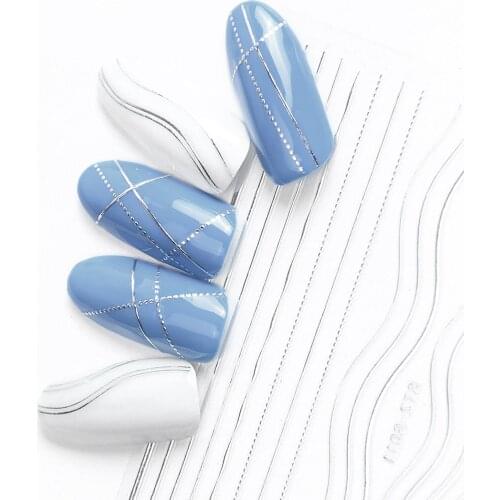 Nail Art Sticker Gold Colour Geometry Shapes PET Material Long-lasting Nail Art Sticker For Salon Design DIY Nail Sticker Decals