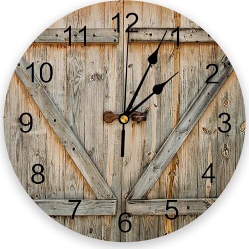 Barn Wooden Door Retro Creative Wall Clock For Home Office Decoration Living Room Bedroom Kids Room Hanging Watch