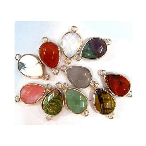 Natural stone Quartz crystal Turquoises tiger eye Opal Water drops Pendant for diy Jewelry making necklace Accessories10pcs