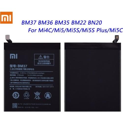 Original BM37 BM36 BM35 BM22 BN20 Battery For Xiaomi Mi5S Mi4C Mi5C Mi 4C 5 5C 5S Plus Replacement Phone Bateria + Free Tools