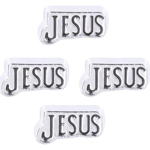 F350 Newest 20Pcs/lot Silver Plated Letter Jesus Charms For Glass Memory Living Locket Pendant