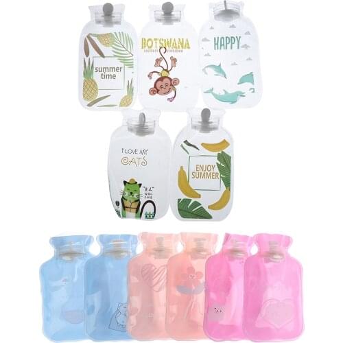 MINI Cartoon Hand Warm Water Bottle Cute Transparent Hot Water Bottles Small Portable Hand Warmer Water Injection Storage Bag