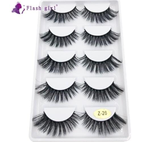 Flash Girl 5 Pairs 3D Wispy Bulk Eyelashes Private Label Eyelashes Makeup Multi-Pack Fake Eyelash