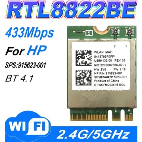 RTL8822BE IIEEE802.11AC / A / B / G / N WiFi + Bluetooth4.1 NGFF Wireless WLAN Card 2.4G / 5GHz sps: 915623-001 WIFI CARD