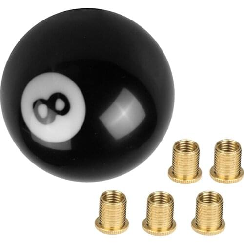 Black 8 Ball M12*1.25 Gear Shifter Shift Knob Boot with M10x1.5 Nuts Insert