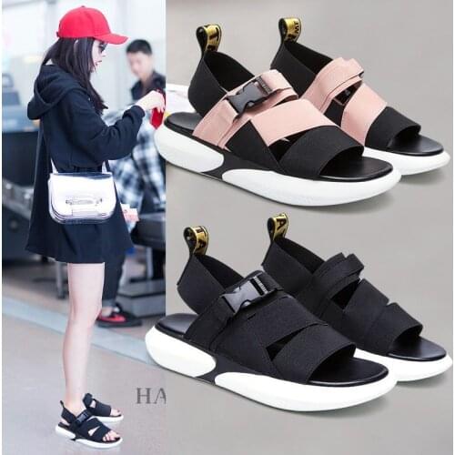Women Sandals Wedges Hook&loop Platform Solid Color Ladies Shoes 2021 Summer New Fashion Casual Outdoor Beach Female Footwear