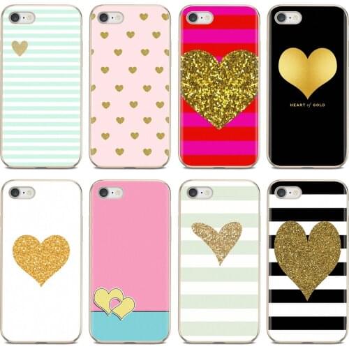For Xiaomi mi Redmi Note 3 4 4X 5 6 7 8 8t 9 9s 9t 10 pro lite Adorable Silicone Phone Case Striped Golden Heart Glitter Sweet