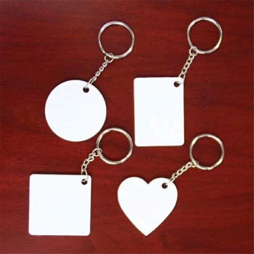 Sublimation Plastic blank key chain Rectangle Round square heart key ring hot transfer printing consumable 20pcs/lot new style