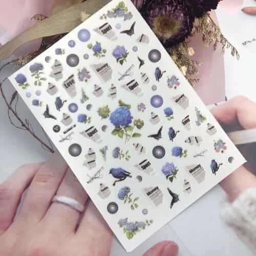 DIY New Style Japanese Serious Purple Butterflies Nail Sticke Light Traceless Paper Sticker for Nail