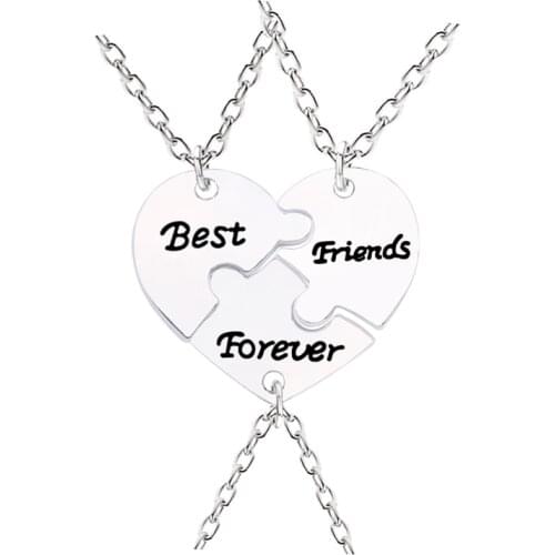 Three Sets Of Good Friends Series Letters Best Friends Forever Heart-Shaped Pendant Necklace Girlfriends Exclusive