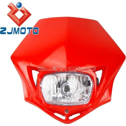 Universal Motocross 12V 35W Headlight Fairing Dirt Bike Red Lighthouse Headlamp Mask For Honda XR CRF 150 230 250 450 650