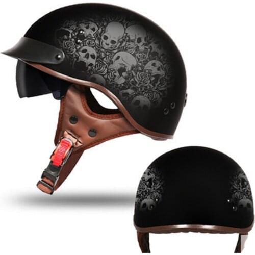VCOROS 713 3/4 Open Face Vintage Motorcycle Helmet Men Scooter Retro Helmets For Vespa Motorcycle Caso Moto