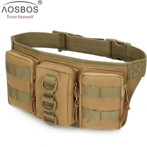 Aosbos Outdoor Sports Bags Military Tactical Bags Molle System Waist Bags Nylon Waterproof Camping Bag With Three Pairs of Pack