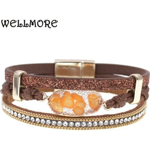 WELLMORE new Leather bracelets for women 2020 fashion Bracelets & Bangles 5 colors magnet Bracelet women Jewelry wholesale
