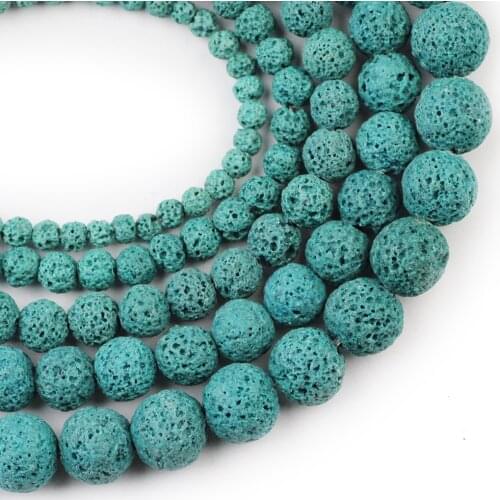 YHBZRET Lake blue Lava Volcanic Rock Natural Stone Spacer 4/6/8/10/12MM Loose Beads For Jewelry making DIY Bracelet Accessories