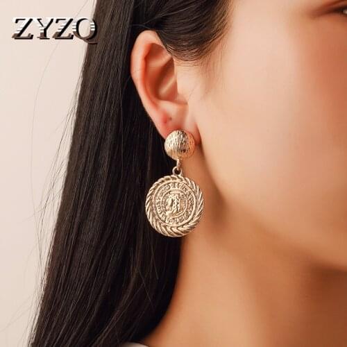 ZYZQ Classic Fashion Luxury Drop Earrings Old Ancient Antique Coin Design Vintage Stylish Jewelry Drop Earrings For Women Trends